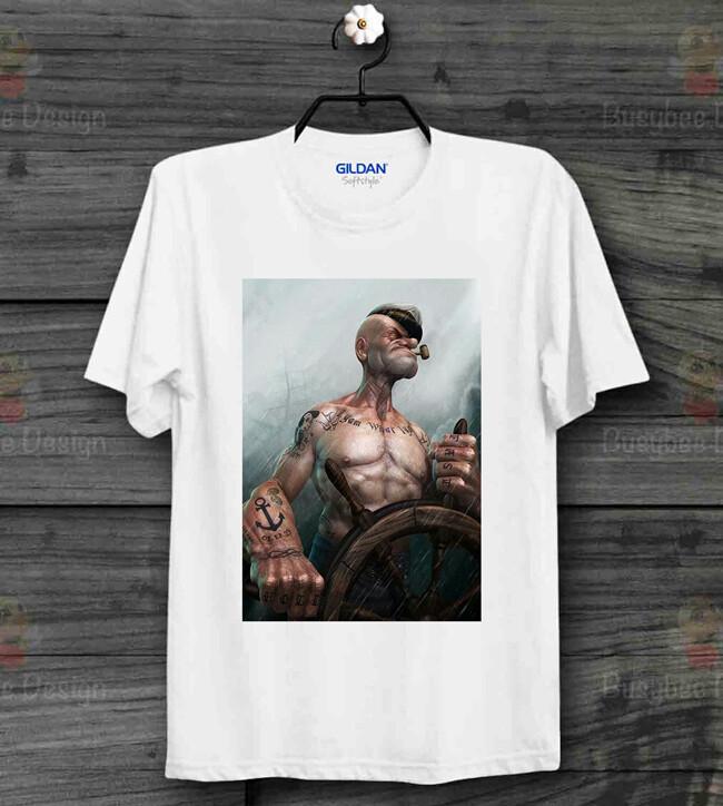 Popeye T Shirt Mens Womens Tees Top Sailor Cartoon Fictional Retro Cool Vintage Unisex T Shirt Mens Womens Tees Top B231 3XL