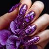 3D Embossed Long Pointed False Nails - Pure Desire Purple Series with Sweet Flower Design
