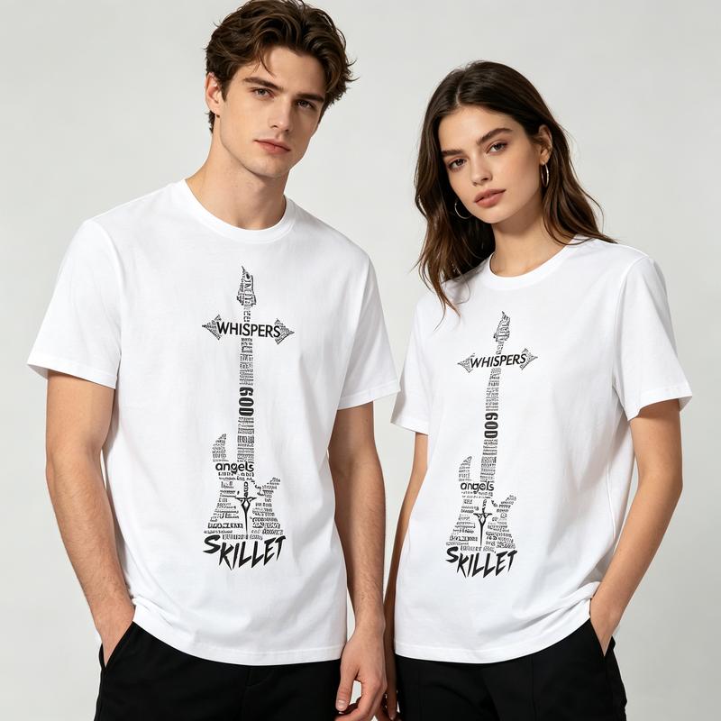 Skillet Rock Band Lyrics Guitar Graphic TShirt for Unisex Unisex 100 Cotton Soft Breathable Casual Summer Streetwear Gift