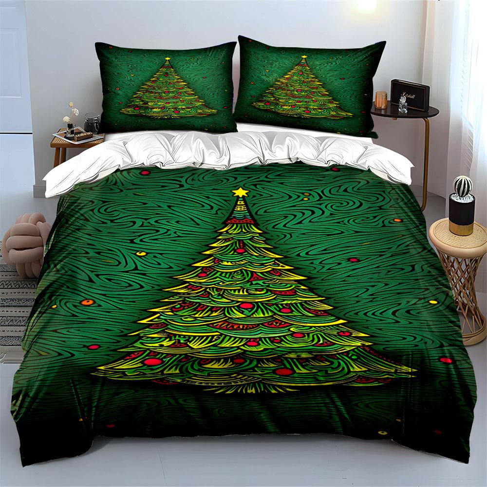 Christmas Tree, Star, Ornaments. Bedding Sets Duvet Cover Sets Duvet Covers Pillowcases(1 * Duvet Cover 2 * Pillowcases Without Duvet Insert)