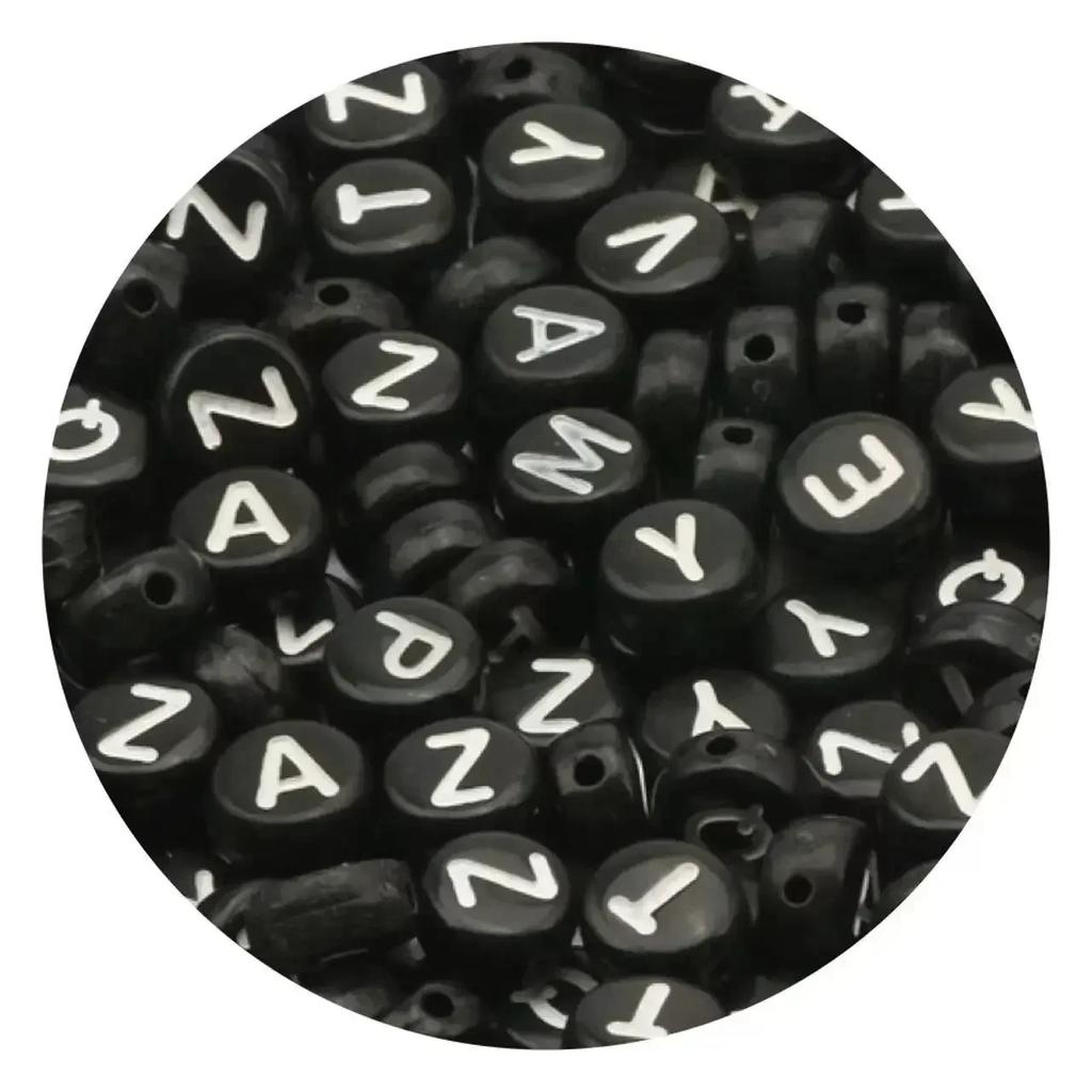 100/200/300/500 Stück Acryl-Buchstabenperlen, gemischt, rund, flach, lose Abstandsperlen für die Herstellung von handgefertigten Schmuckstücken, DIY-Armbändern und Halsketten