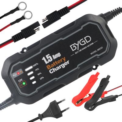 For Car/RV/ATV/Boat Automatic Smart Motorcycle Battery Charger Maintainer with LED Automatic Battery Trickle Charger 12V 1500mA