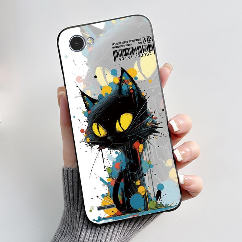 Cute Case For LG Q6 Fundas LG G6 Mini Capa Coque Printing Shell Protective Cover Soft Silicone Cartoon Black Casing