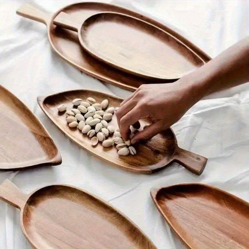 1PC Drink Tray for Serving Food Wooden Tray with Handles Food Serving Trays Coffee Dessert Fruit Snack Breakfast Kitchen Accessories