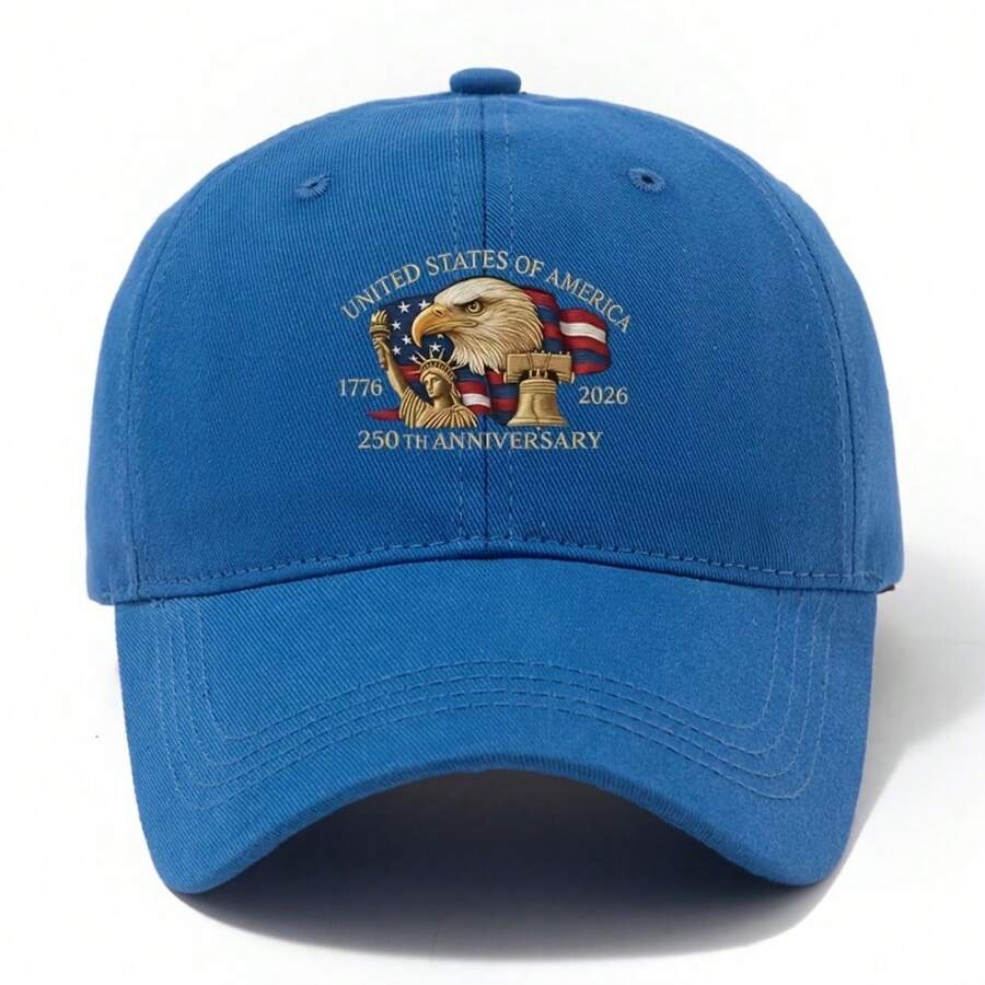 Unisex Polyester Baseball Cap With USA 250th Anniversary Eagle Print For Outdoor Travel Camping