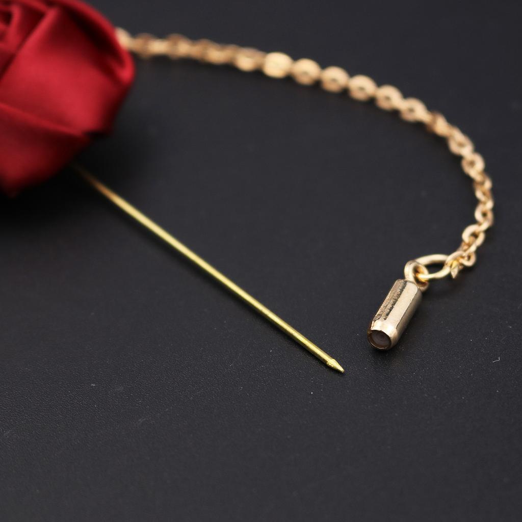 1 pièce Broche de mode de haute qualité pour homme, fleur de rose, feuille dorée, épingle à revers de costume, boutonnière de mariage, bijou