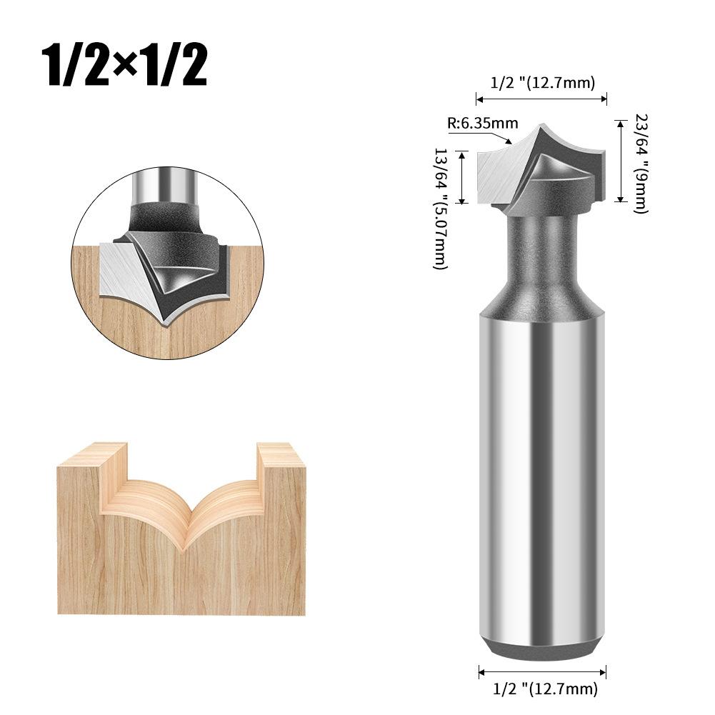 Holzbearbeitung Spitzdüse Schnitzmesser Trimmmaschine Linienmesser, Invertiertes Bogenmesser, Abrundfräser 1/2 Griff 1/4 Griff