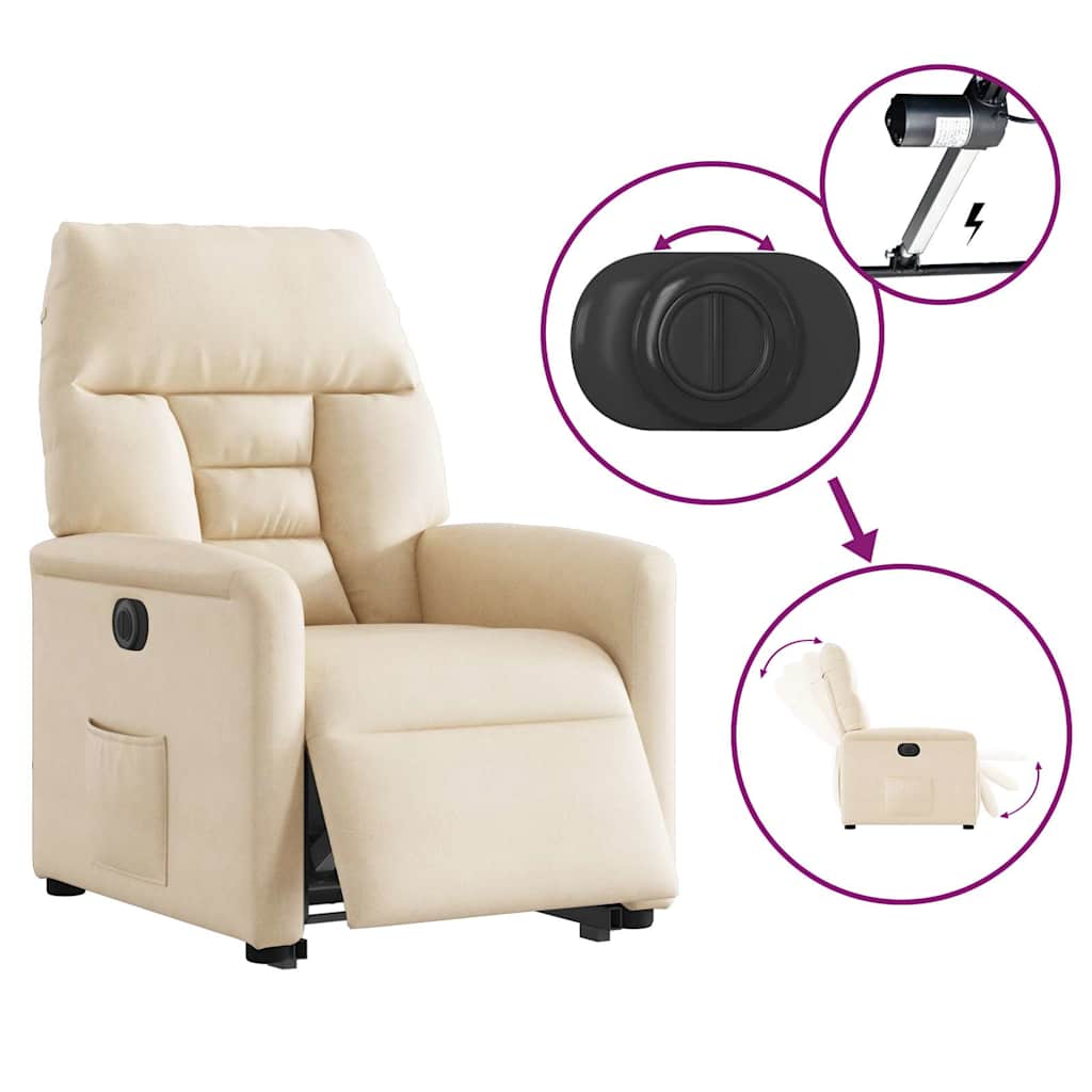 Recliner Chair with Lift Assist Electric Beige Microfiber Fabric