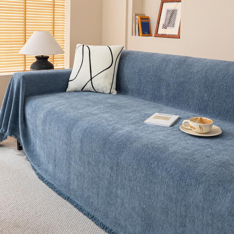 Solid Color Sofa Cover Cloth, Simple Modern Sofa Towel, All-season Universal Chenille Cover Cloth