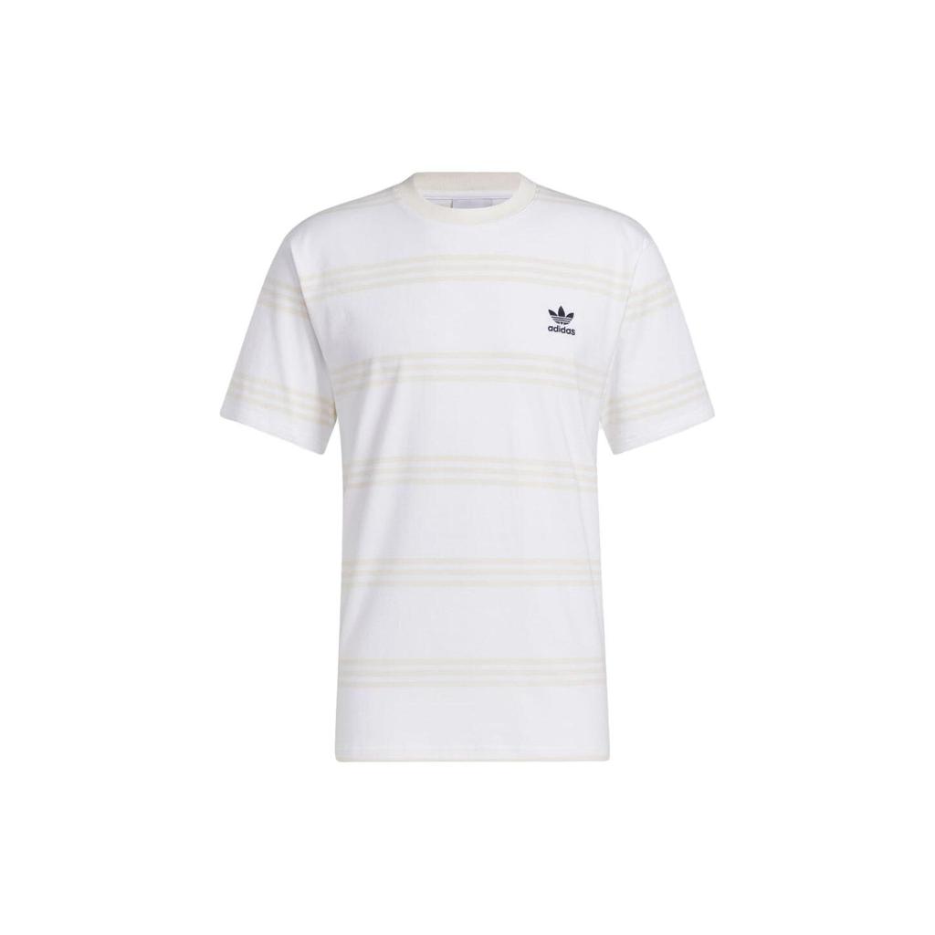 Adidas Originals Striped Color-Block Short Sleeve T-Shirt Men Tops White IL4702