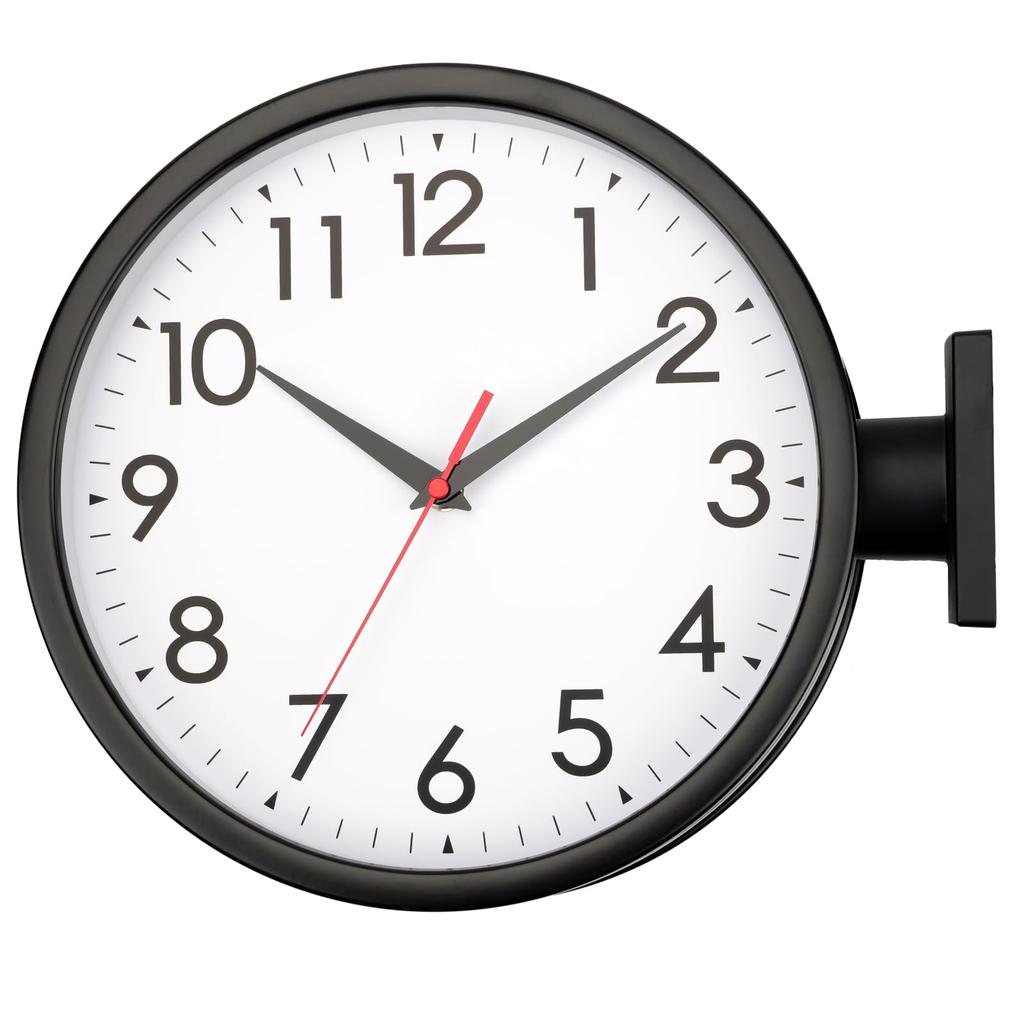 Wall Clock with Continuous Second Stylish Battery Operated Not Dial Double-sided Radio-controlled Silent, Hand, Design, (battery Included), Diameter