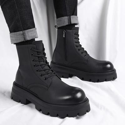 Men's High Top Boots High Quality Cow Leather Boots Fashion Casual Ankle Boots Outdoor Non-Slip Platform Boot Botas Para Hombre