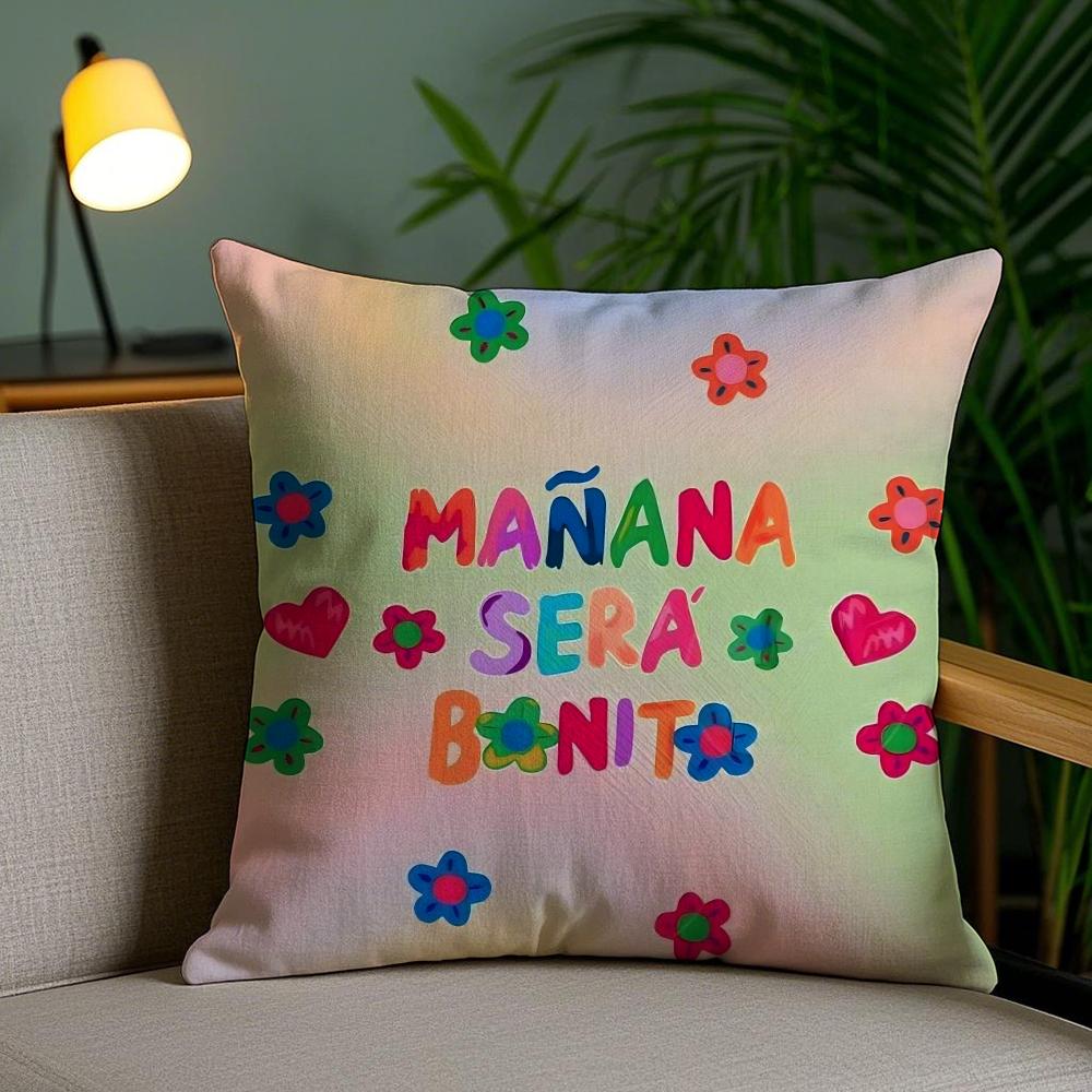 Cartoon Manana Sera K-Karol G Cushion Cover Soft Short Plush Double-Sided Printing Home Decor Machine Washable Pillow Case Gift