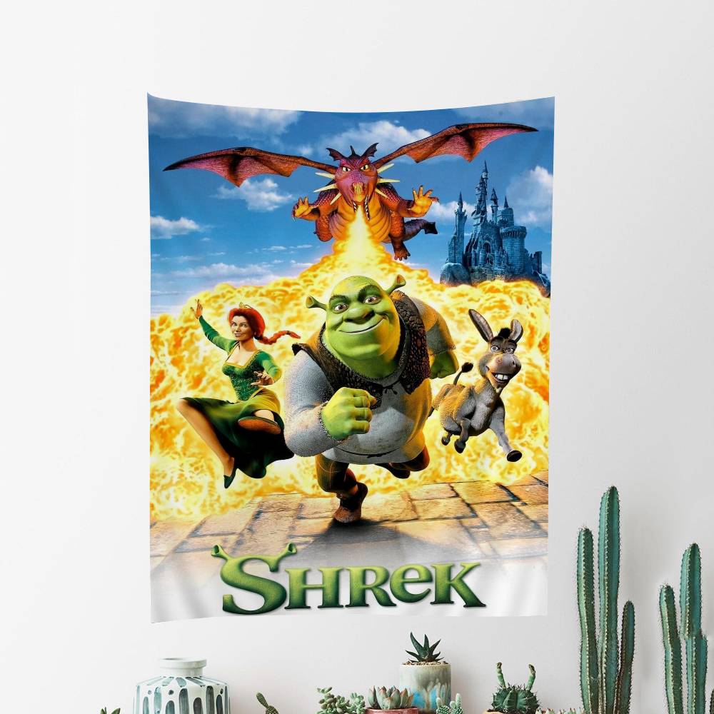 Cartoon Shrek Tapestry Art Printing Japanese Wall Tapestry Anime Wall Hanging Home Decor
