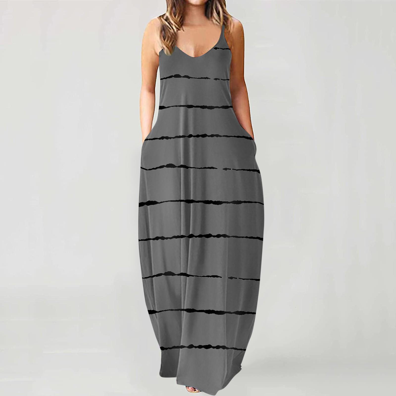 

Женская мода Лето Повседневная печать V-образным вырезом Сексуальные платья без рукавов Длинные XXXL