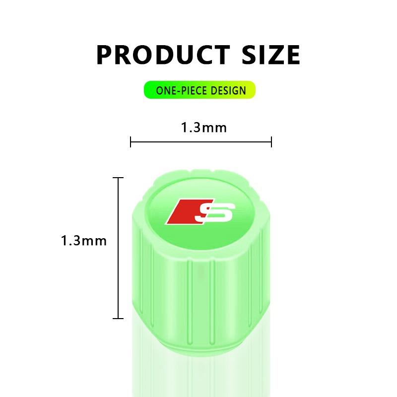 Luminous Car Tire Valve Caps Fluorescent Motorcycle Wheel Tyre for Audi C5 C6 C7 A4 B6 B8 B7 A6 A3 A5 Q3 Q5 Q7 8P S3 S5 S1 S4 S2 RS3 RS4 RS5 RS6 RS8
