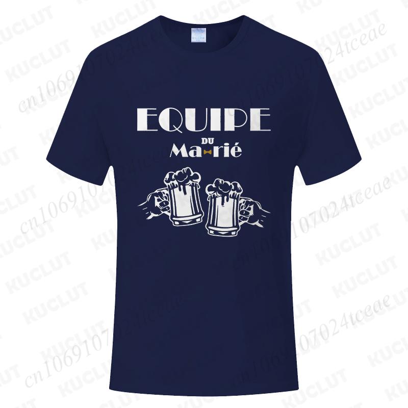 French Beer Graphic Wedding Tops Evg Team Future Groom Man Short Sleeve Tees Boyfriend Single Farewell Bachelor Party Tshirt