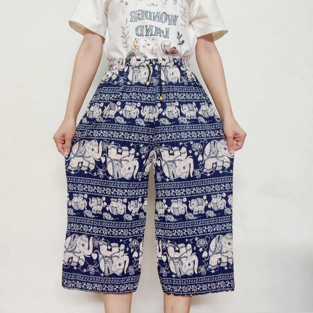 Elefant Korte Bukser Justerbar Elastisk Midje Stropp Unisex Kvinner Menn Trykk Thailand Casual Streetwear Strand Sommer Boho Bohemsk Retro Vintage