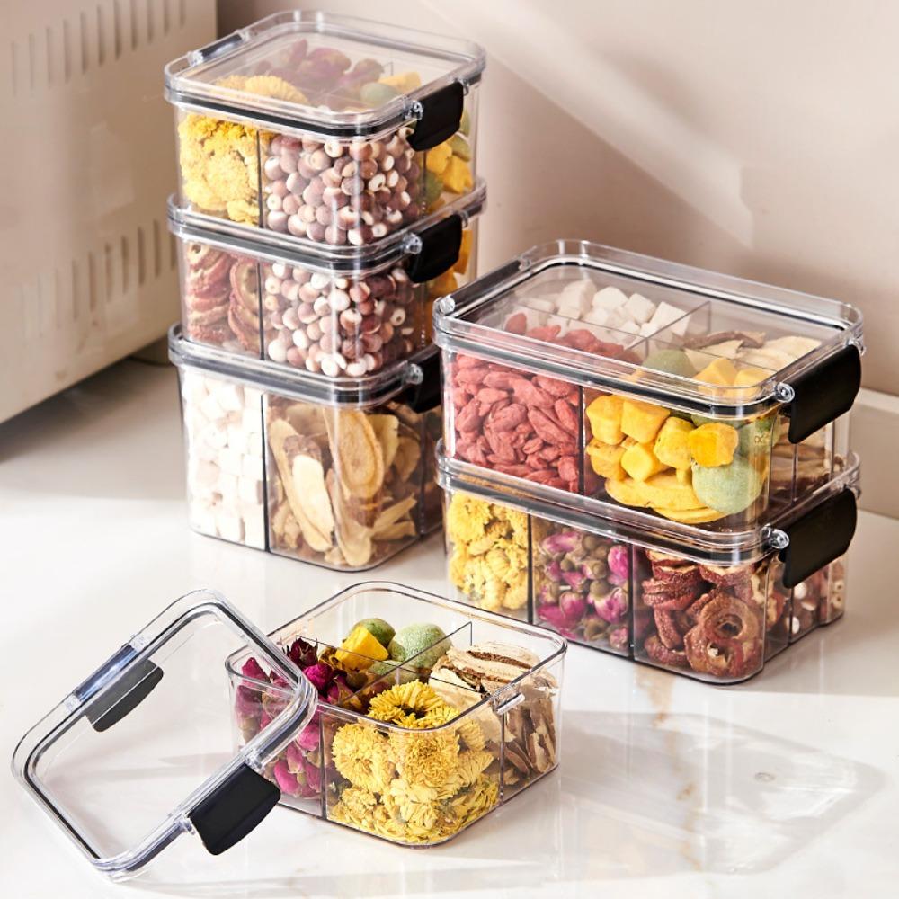 

Plastic Plastic Grids Kitchen Storage Box 4 Grids Drawer Storage Tank Durable Food Containers