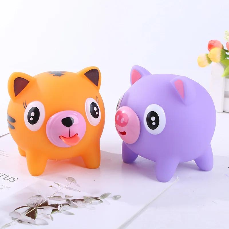 Talking Animal Baby Toys Jabber Ball Tongue Out Stress Relieve Soft Cute Tiger Pig Dog Ball Great Gifts for Kids Adult Baby Toys