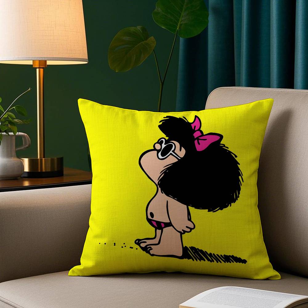 

Мультяшная наволочка М-Мафальда из короткого плюша с принтом, квадратные наволочки для диванных подушек, домашний декор для дивана 12x12Inch