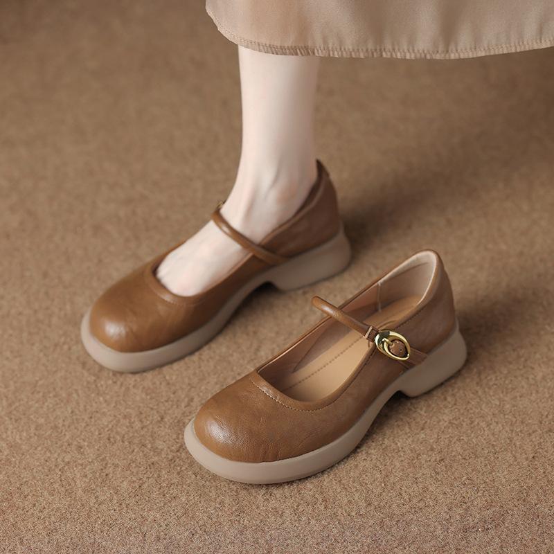 

711-1 Super soft and versatile not tired feet single shoes 2025 new shallow mouth shoes soft sole Mary Jane small leather shoes 39 коричневый