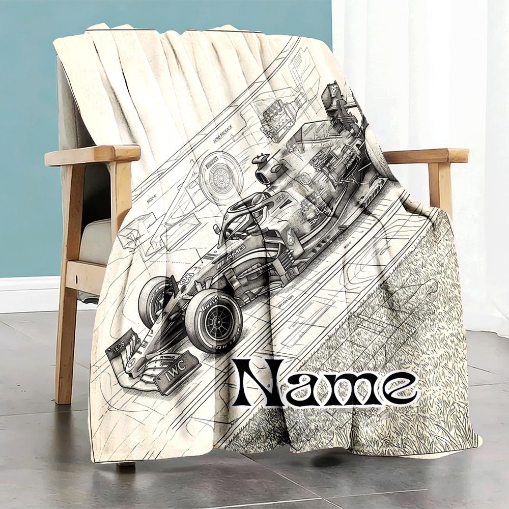 Racing Car Home Customize Your Name Home Blanketss Comfortable Soft Lightweight Multiseason Customize Your Name Home Blankets For Picnics Sofas