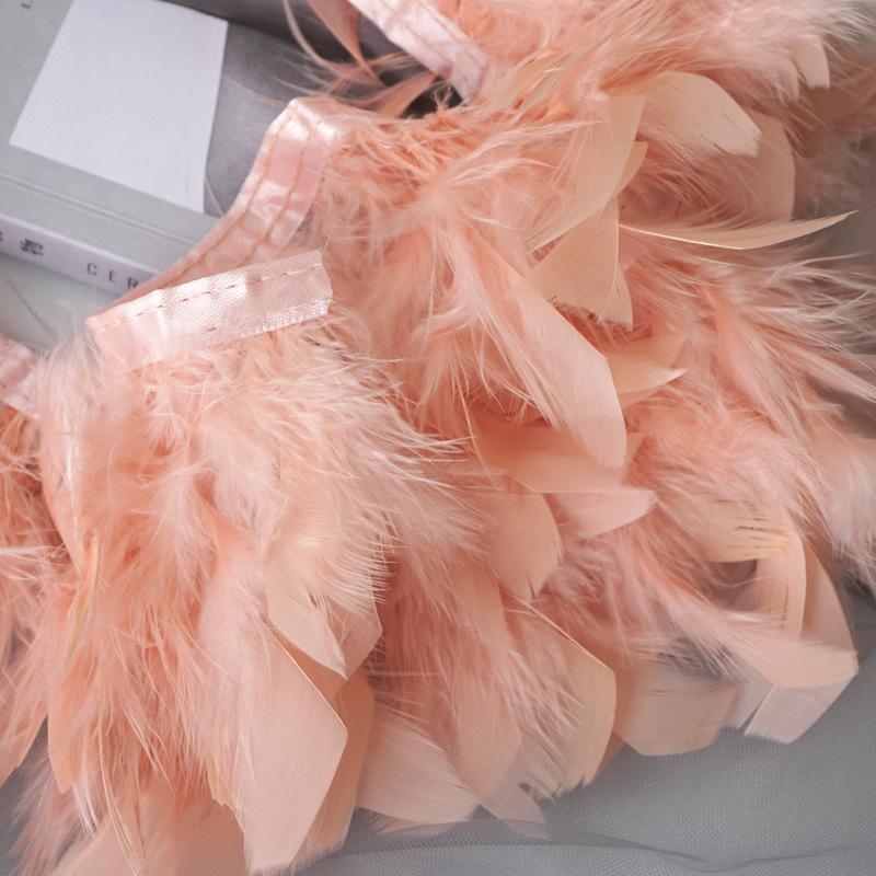 50Pcs Turkey Feather Fire Piece Feather Cloth Edge, Skirt Lace Feather Wall Feather Light Diy Dance Suit Decorative Materials