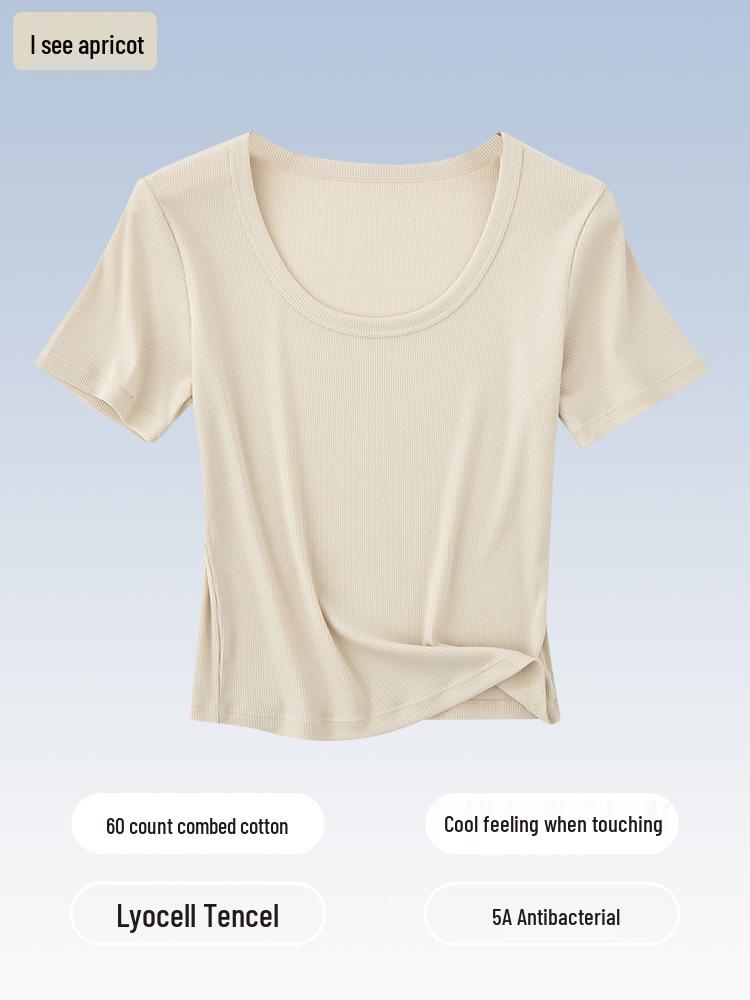 

Women s Summer Short Sleeve Antibacterial Cotton T-Shirt - Breathable Inner Layer Casual Top XXL (125-150 jin)