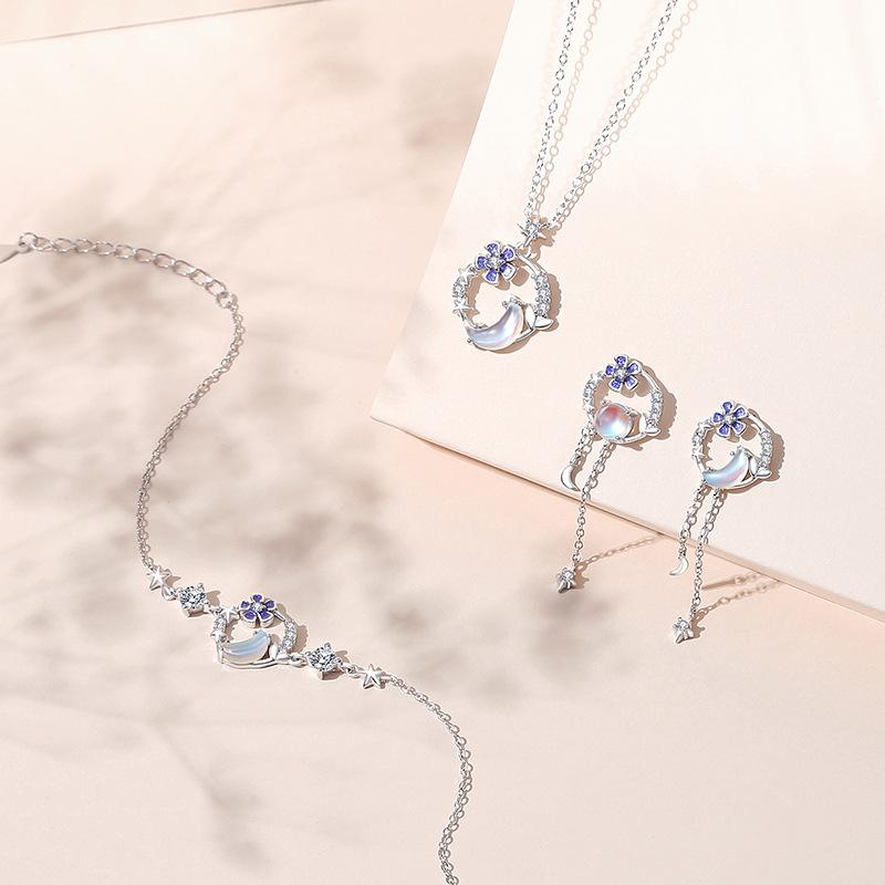 Tancise 925 Sterling Silver Classic Women Necklace Pendant Zircon Fashion Gift
