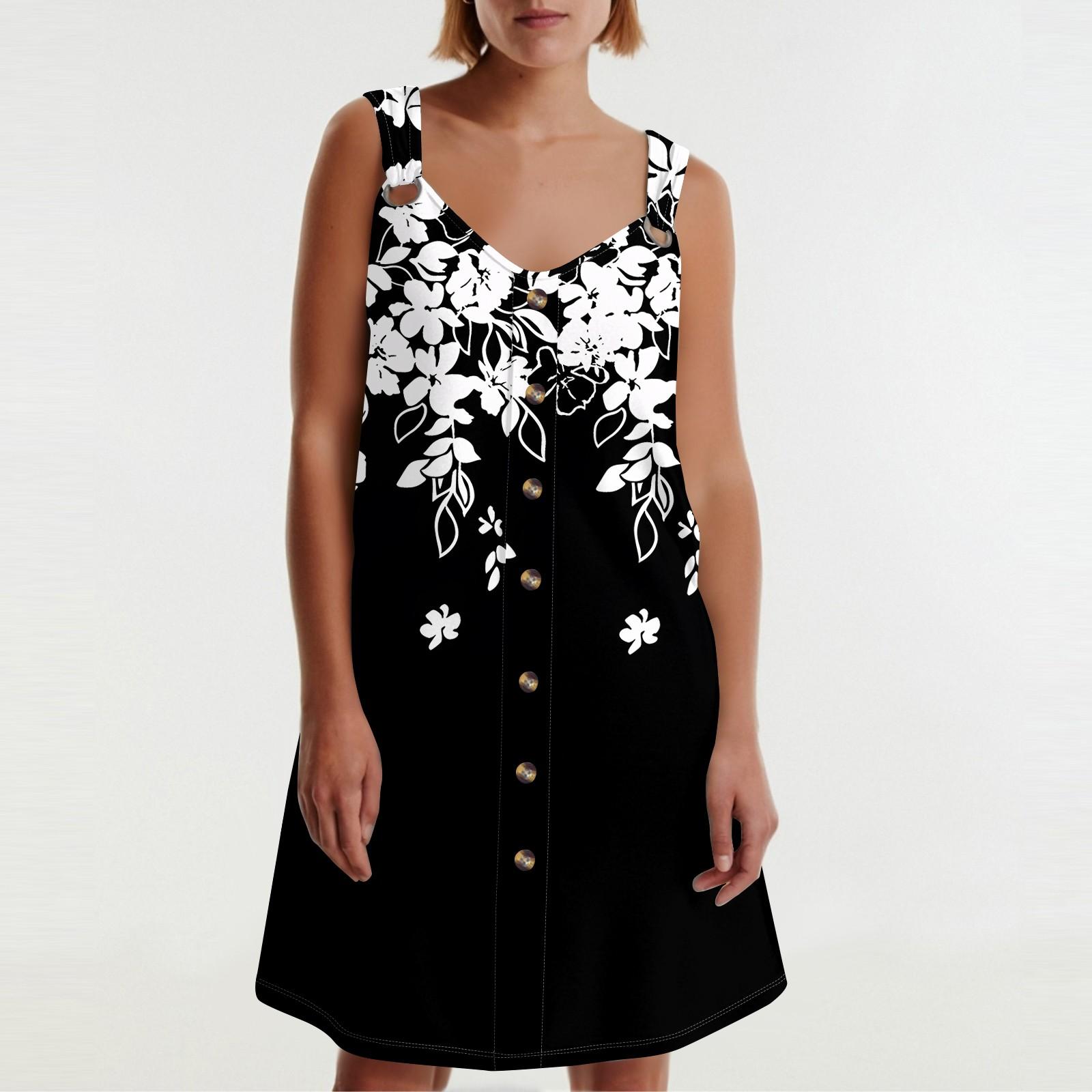 

Женское летнее платье с карманом без рукавов сарафан с цветочным принтом L чёрный