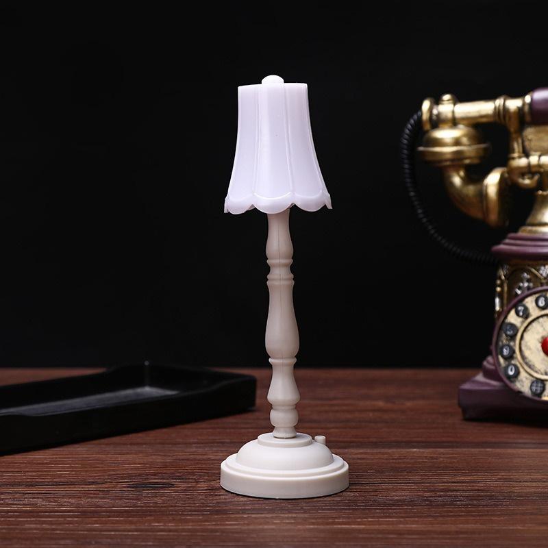 1/6 Scale Dollhouse Miniature LED Lamp Floor Lamp for Doll Home Decor Toy with White Light Cover for Scale Dollhouse Accessories