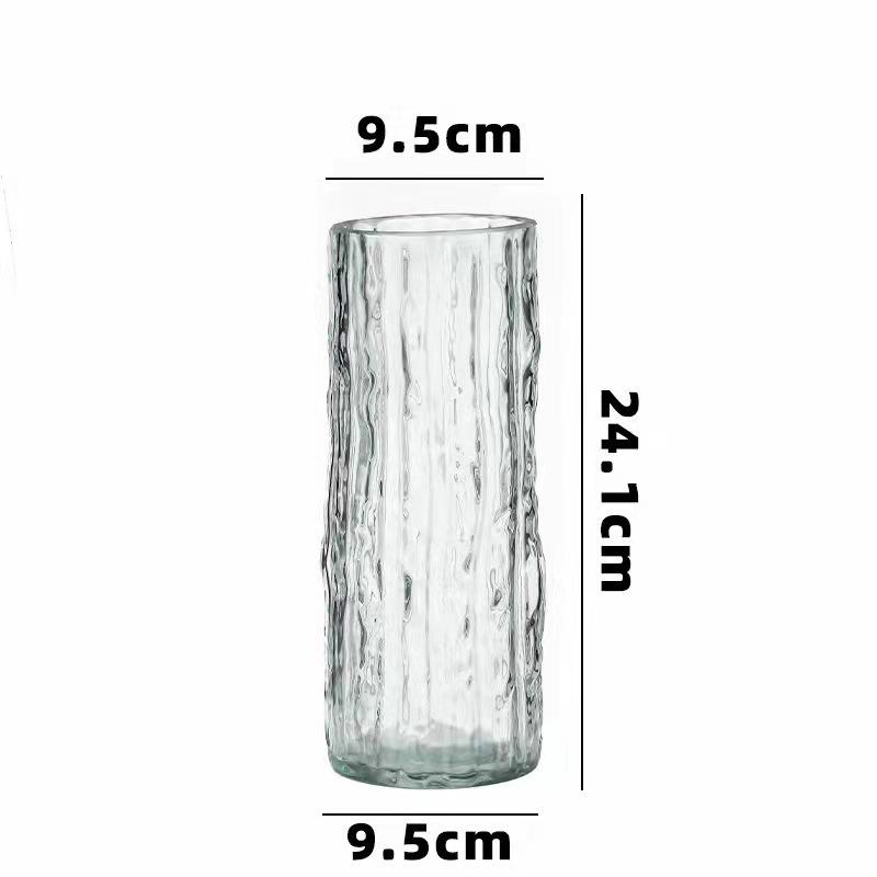 Glacier Glass Vase Transparent Flower Arrangement Vase for Rose Decor Modern Living Room Dining Table Centerpiece