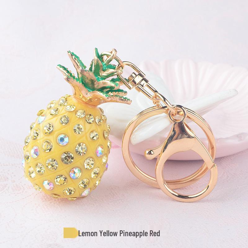 Mini Ananas Strass Nyckelring: Handgjort koreanskt berlock för damväskor