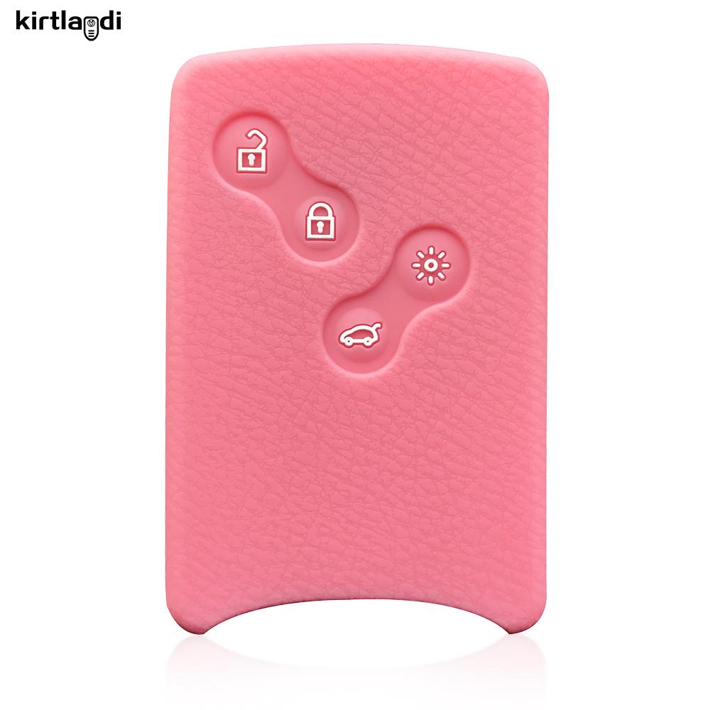 

Силиконовый чехол для ключа Renault Megan 3 Laguna Fluence NEMA Clio 4 Captur Zoe Card 4-кнопочный чехол для ключа Защита пульта брелок розовый