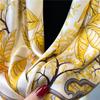 1Pcs 70Cm Fallen Leaf Autumn Yellow Silk Scarf For Women Simulated Silk Elegant Fresh And Versatile Headwear And Clothing