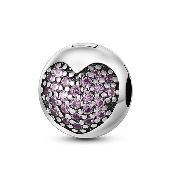 925 Silver Colorful Round Inlaid Zircon Charms Beads Pendant Fit Bracelet 925 Silver Jewelry Gift