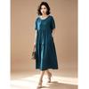 EST+II Women's Yunqi Round Neck Short Sleeve Cake Long Dress