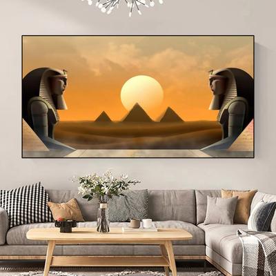 Vintage Abstract Egyptian Pyramids Desert Landscape Canvas Painting Posters and Prints Wall Art Living Room Home Decor No Frame