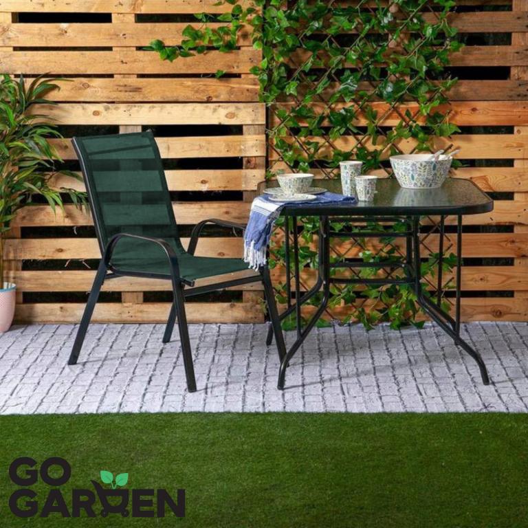 Garden Chair, Metal, Terrace, Balcony, Armchair, Terrace, Balcony, Green X2