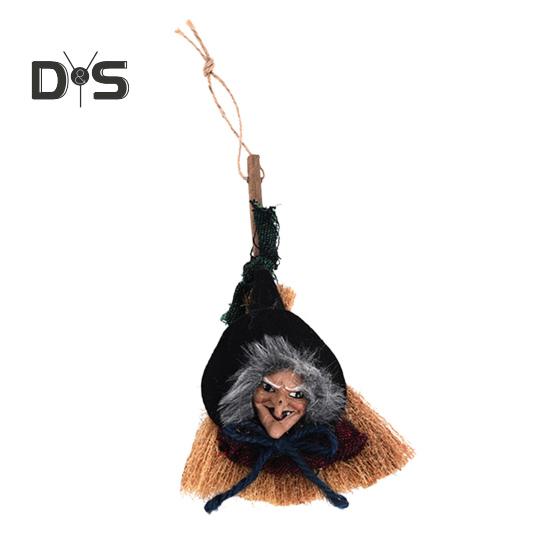 

Подвеска в виде ведьмы на Хэллоуин, висящая метла в виде смеющейся ведьмы, украшение для праздничного домашнего декора для создания жуткой атмосферы красный