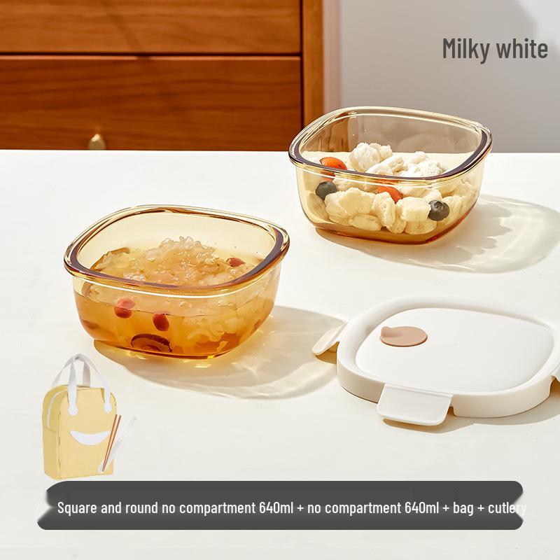 Xilekou Microwave-Safe Glass Lunch and Bento Box for Office & Takeaway