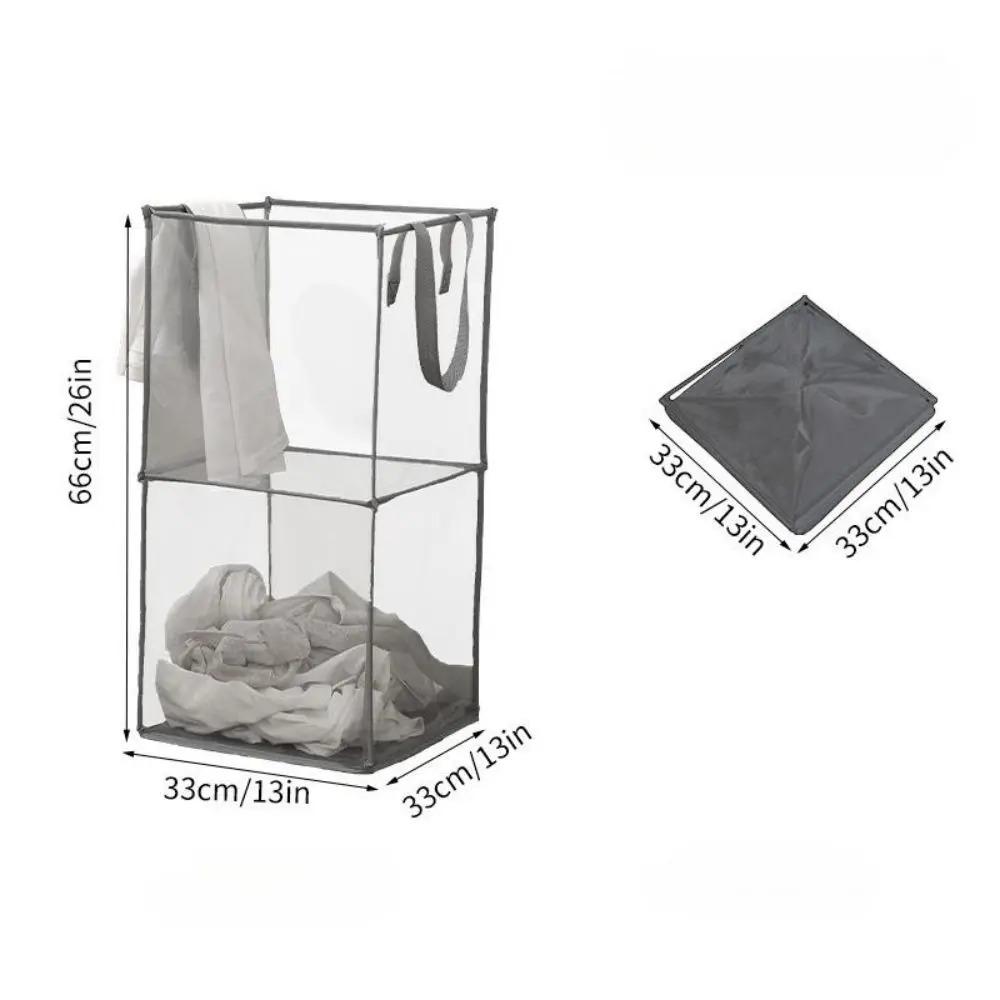 Square Dirty Clothes Basket Foldable Durable Breathable Large Capacity Mesh Storage Bag Simple Bathroom Laundry Basket