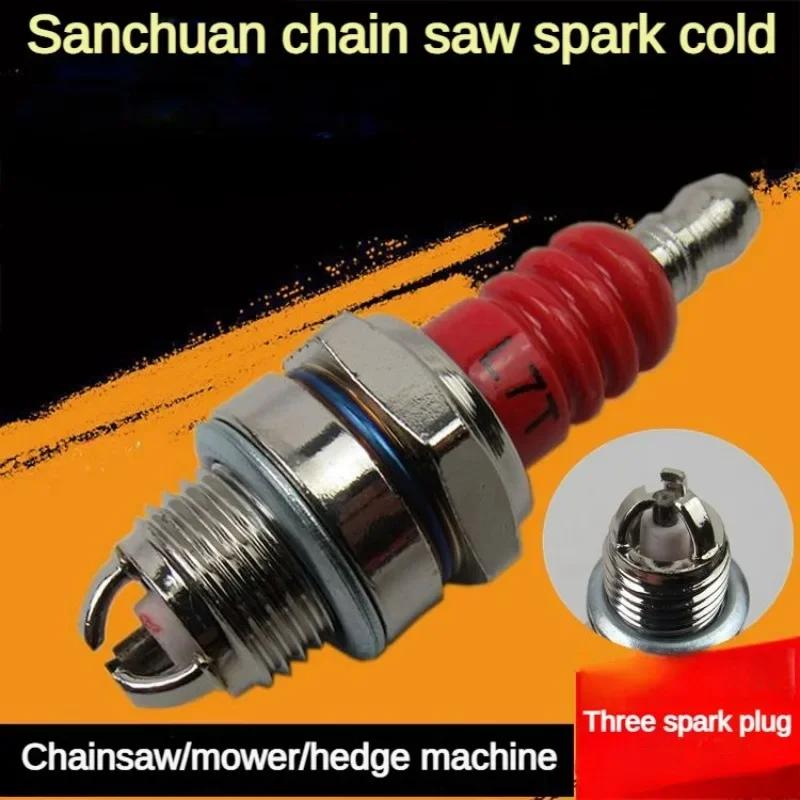 Three-sided Pole Spark Plug L7T 2 Stroke Electrode Gasoline Chainsaw Brush Cutter Engine 2500 3800 4500 5200 Replace Accessories