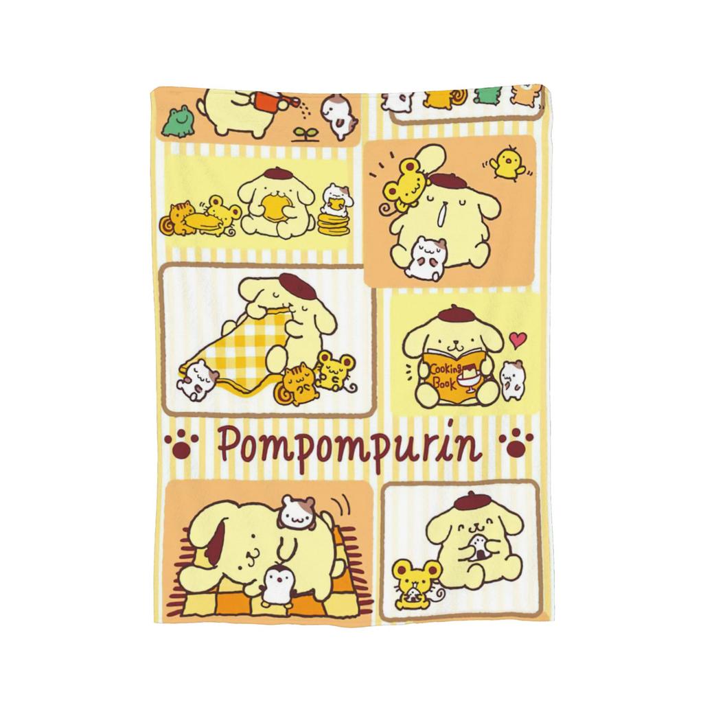 Cartoon Pom Pom Purin Plüschdecke Lustige Überwurfdecke für Zuhause Hotel Sofa 150*125cm Steppdecke,
