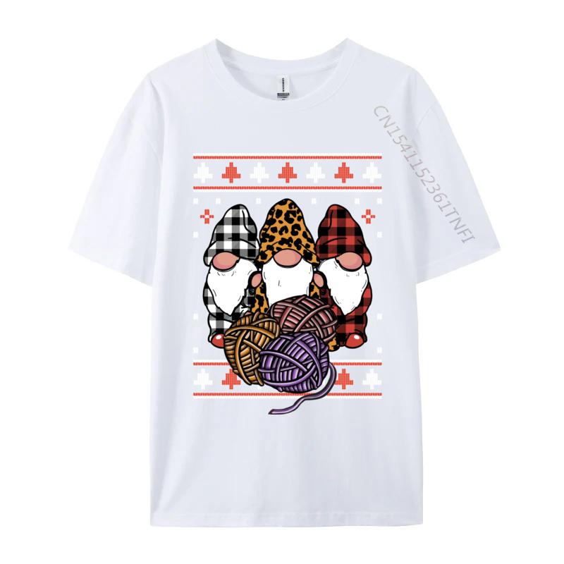 Gnome Ugly Christmas Pajama Plaid Leopard Print Knitting Tshirts Europe Tops Shirts Cotton T Shirts Preppy Style S