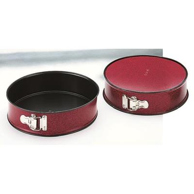 REMOVABLE CAKE TIN 24 Cm. RED SPECKLED BLACK NON-STICK EXTERIOR STEEL. HEIGHT 6.5 CM. DISHWASHER SAFE.