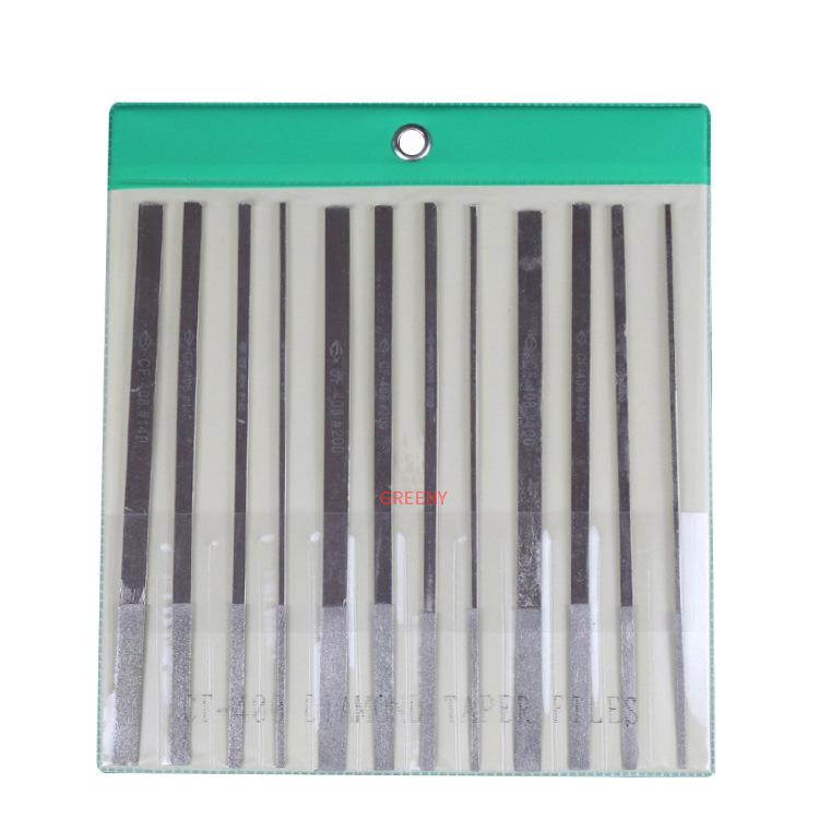 Jirui CF-400 Diamond Flat Bevel File Set for Metal, Mold, Jade Carving 150# set of 12 CF408