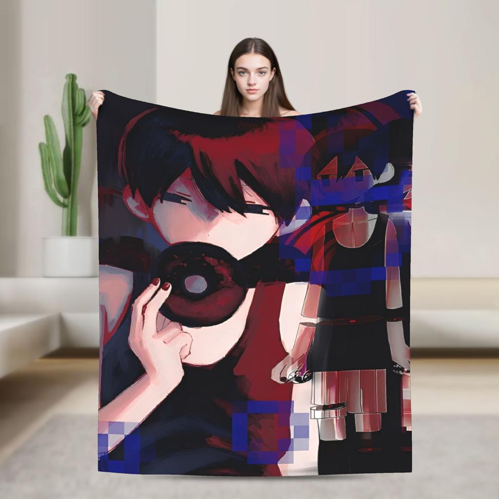 Anime Basil Omori Game Blanket  Warm Novelty Plush Throw Blanket For Home Decor Picnic Flannel Bedspread Bed Cover