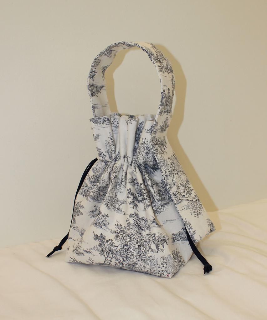 A By A Toile Masterpiece Linen Bucket Bag Black